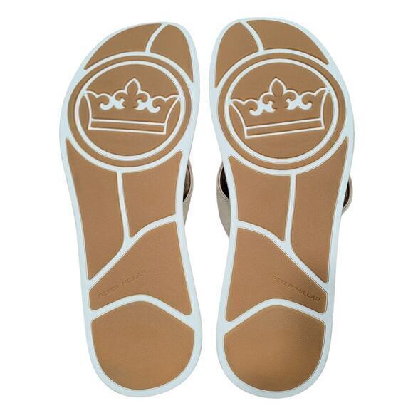 Peter Millar Men's Hyperlight Slide Flip Flop Tan Nubuck size 13 Comfort Leather - Picture 6 of 10